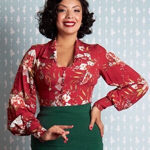 Miss candyfloss top red floral small